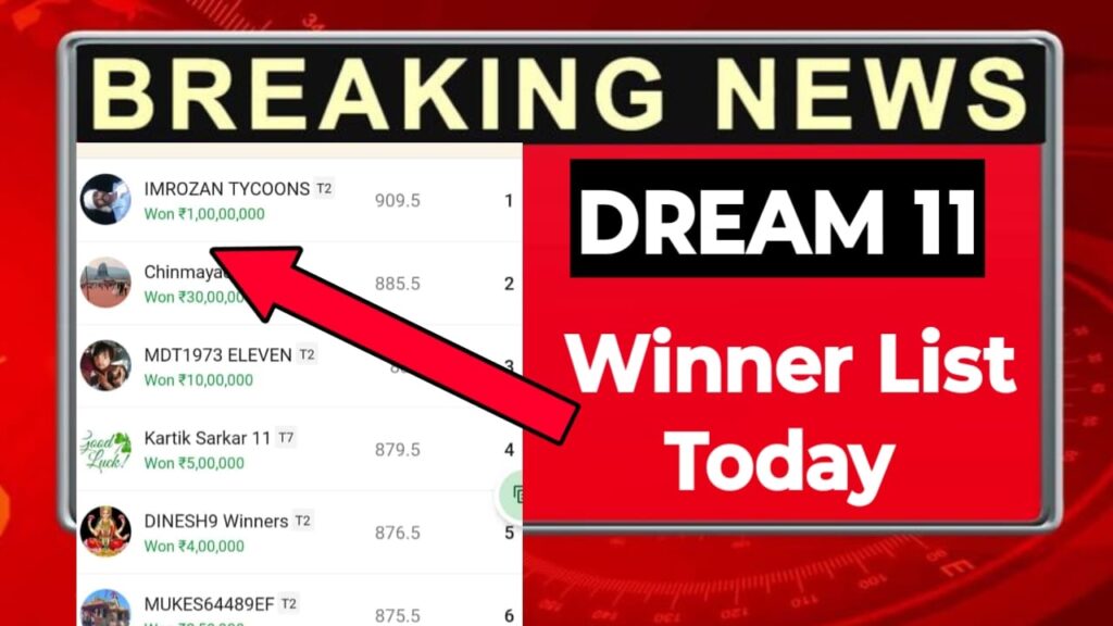 Dream11 Winner List Today